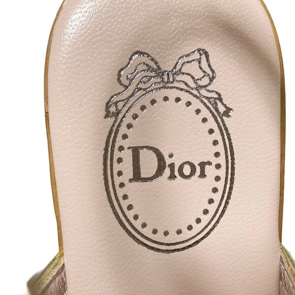 DIOR/ChristianDior - Gold Leather Glitter Women's Sandals 325-050925 - Picture 5 of 6